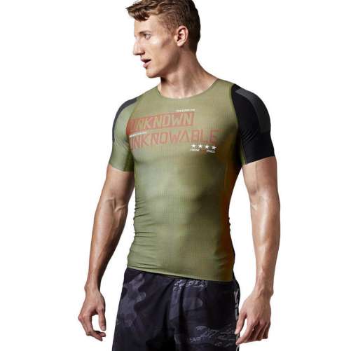 Mens Reebok CrossFit Compression Tee Built With Kevlar Training Wicking Shirt Mens Clothing Deals